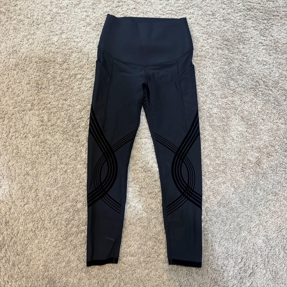 Fanka Leggings Womens Small Black Body Sculpt Side Pocket High Rise 7/8 Athletic